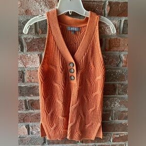 Marled Orange V-Neck Sweater Vest